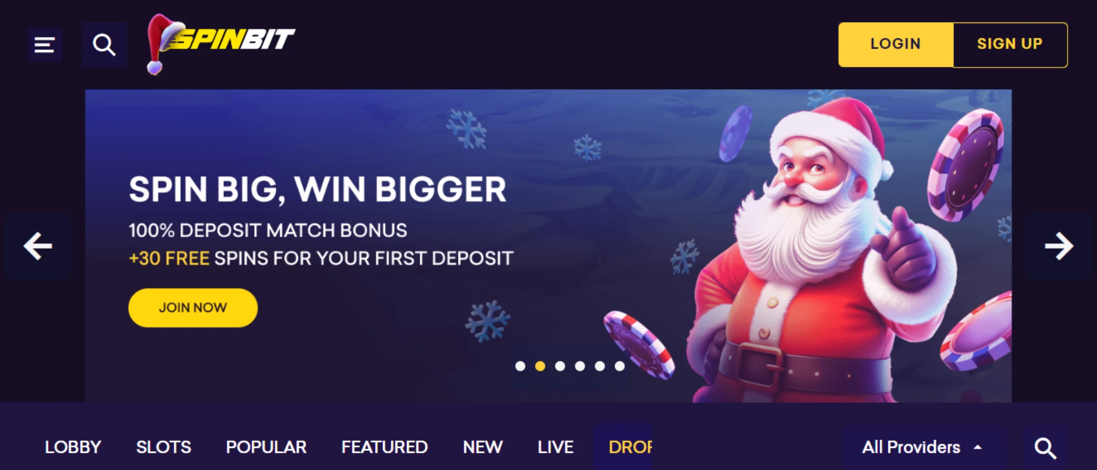Spinbit Casino Homepage