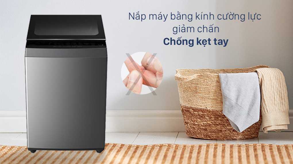 Máy giặt Toshiba 7 Kg AW-L805AV (SG) - Nắp máy kính cường lực giảm chấn
