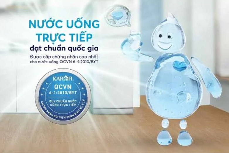 Máy lọc nước RO để gầm Karofi Slim S-s038 | Đầu ra đạt chuẩn Quốc gia về nước uống trực tiếp QCVN 6-1:2010/BYT, công suất lọc 20 lít/ giờ mạnh mẽ