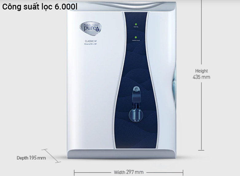 MÁY LỌC NƯỚC UNILEVER PUREIT CLASSIC G2 MINERAL RO+MF-PURIFIER | Công suất lọc 6000l