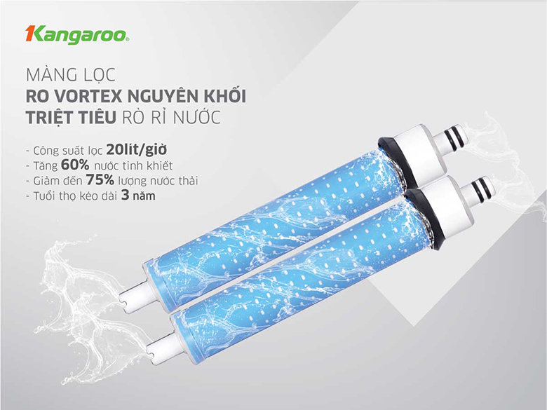 Máy lọc nước Kangaroo Slim Hydrogen tích hợp nóng lạnh KG10A7S màng RO votex