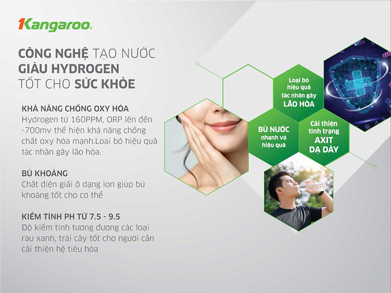 Máy lọc nước Kangaroo Slim tích hợp nóng lạnh KG10A7S giàu hydrogen