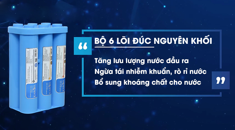 Cụm 6 lõi lọc đúc nguyên khối - Máy lọc nước RO Karofi KAQ-U95