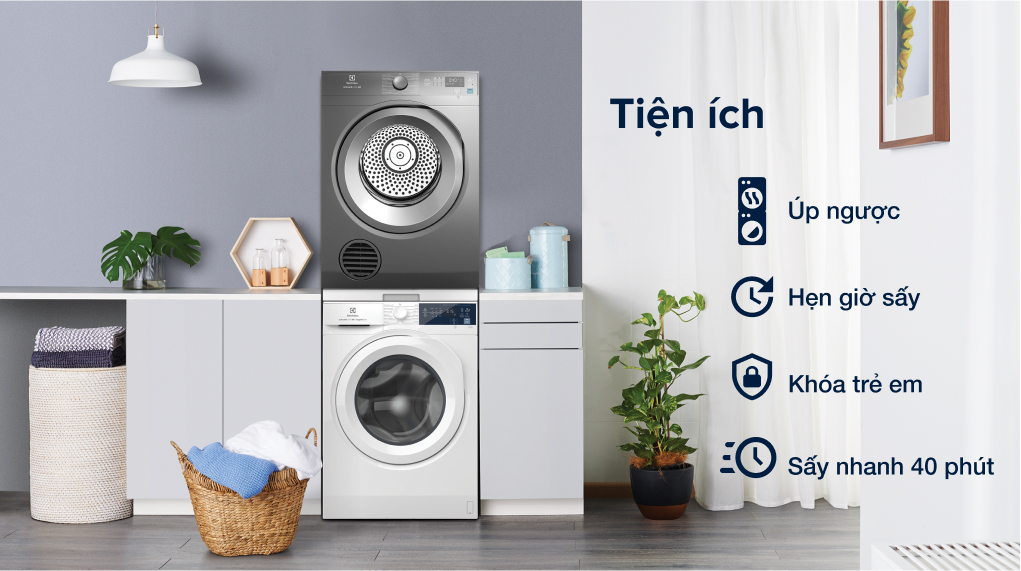 Máy sấy thông hơi Electrolux 8.5 kg EDV854N3SB - Tiện ích