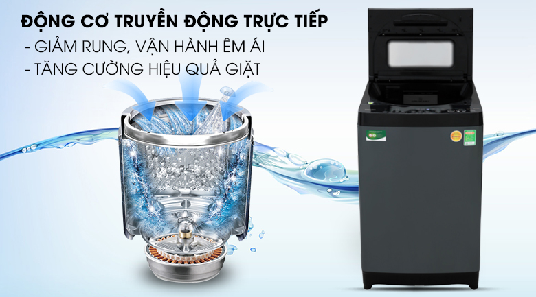 Máy giặt Toshiba Inverter 13 kg AW-DUJ1400GV KK - Độ bền lâu, tốc độ vắt cao với động cơ truyền động trực tiếp
