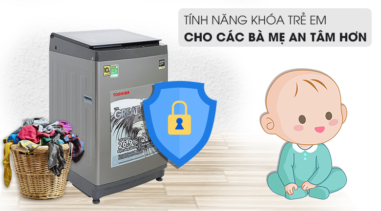 Máy giặt Toshiba AW-UK1150HV(SG) - khóa trẻ em