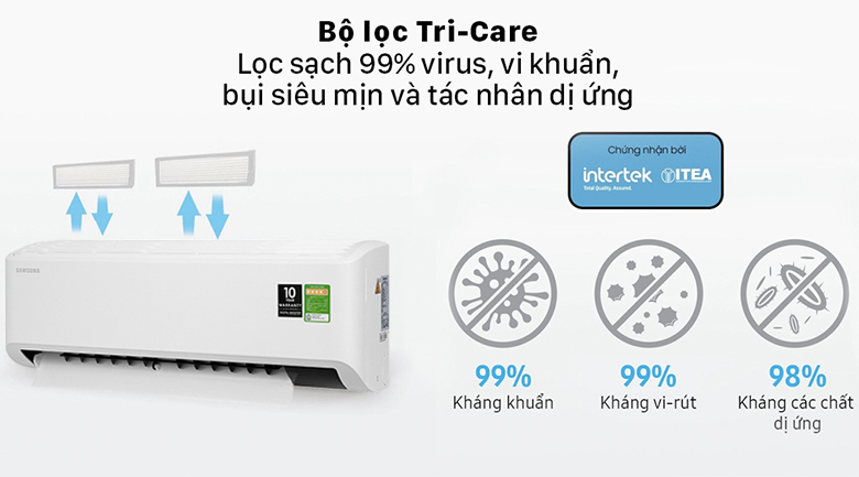 Máy lạnh Samsung Inverter 2 HP AR18TYHYCWKNSV - Bộ lọc Tri-Care