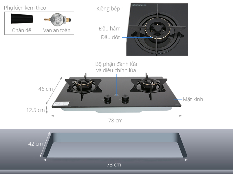 Thông số kỹ thuật Bếp ga âm Electrolux EHG7230BE
