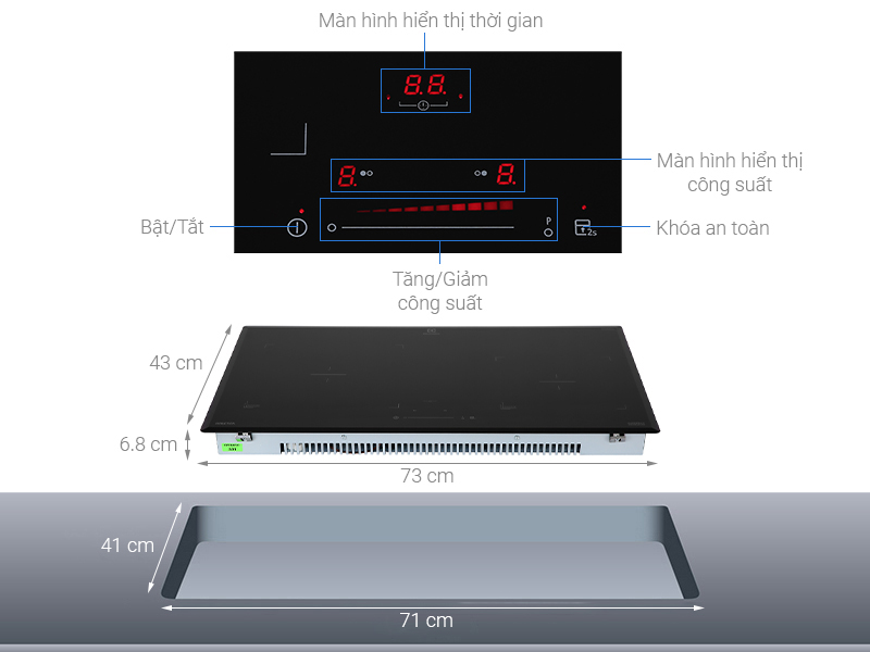 Thông số kỹ thuật Bếp từ đôi Electrolux EHI7325BA