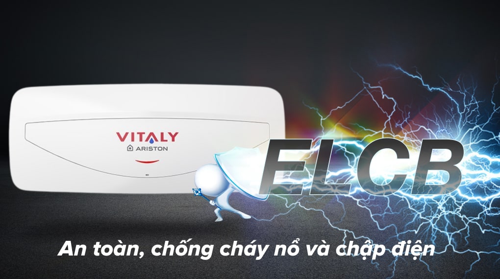Máy nước nóng gián tiếp Ariston 20 lít 2500W VITALY 20 SLIM 2.5 FE - Cầu dao chống rò điện ELCB