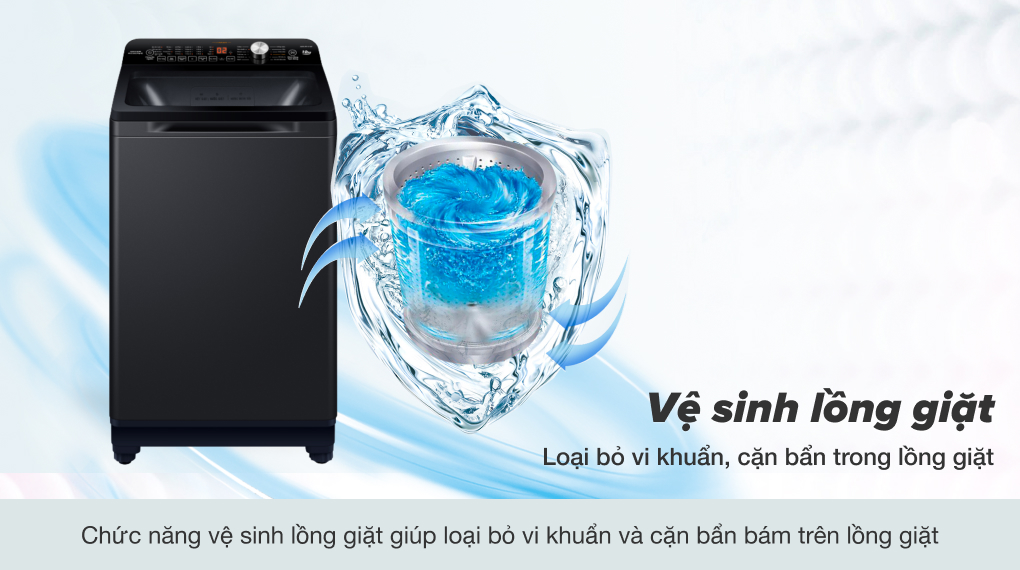 Máy giặt Aqua 10 Kg AQW-FR101GT BK - vệ sinh lồng giặt