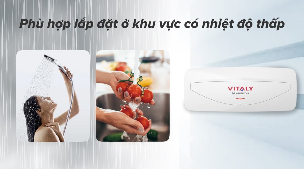Máy nước nóng gián tiếp Ariston 20 lít 2500W VITALY 20 SLIM 2.5 FE - Phù hợp lắp ở khu vực có nhiệt độ thấp