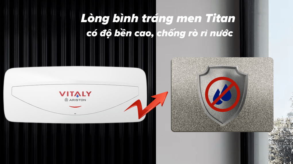 Máy nước nóng gián tiếp Ariston 20 lít 2500W VITALY 20 SLIM 2.5 FE- Tráng men titan