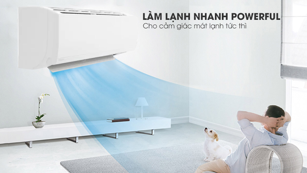 Chế độ làm lạnh nhanh Powerful của máy lạnh Daikin Inverter 1.5 Hp