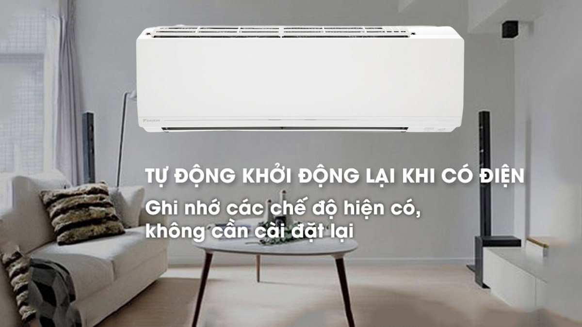 Máy lạnh Daikin Inverter 1.5 Hp tự động khởi động lại khi có điện