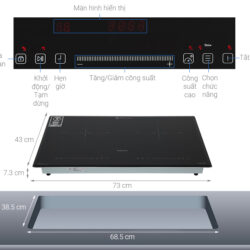 Bếp đôi điện từ agakawa NK2C05MB