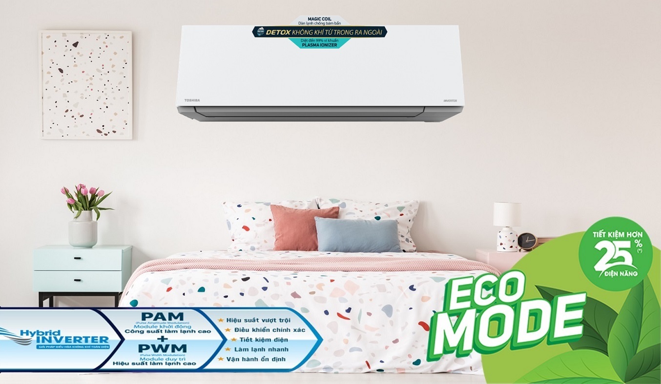 Máy lạnh Toshiba Inverter 2.5 HP RAS-H24E2KCVG-V - Tiết kiệm điện năng