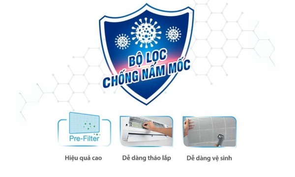 Máy lạnh Toshiba Inverter 2 HP RAS-H18S4KCV2G-V bộ lọc chống nấm mốc