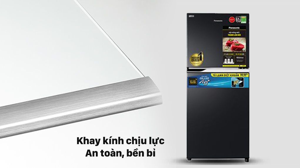 Tủ lạnh Panasonic Inverter 234 lít NR-TV261BPKV với khay kính chịu lực bền bỉ