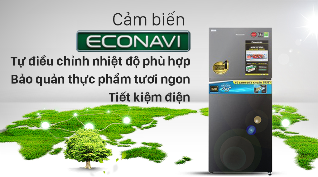 Tủ lạnh Panasonic Inverter 306 lít NR-TV341VGMV-Tiết kiệm điện hiệu quả với cảm biến Econavi
