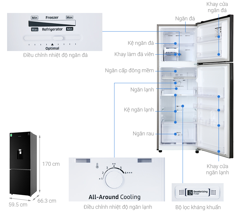 Tủ lạnh Samsung Inverter 256 lít RT25M4032BU/SV